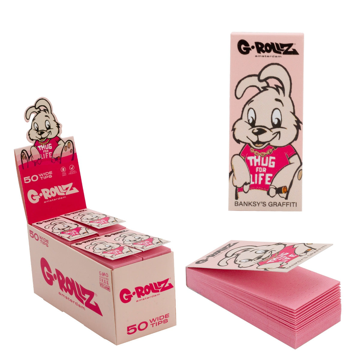 G-Rollz | Banksy's Graffiti 'Thug for Life' PINK Cartones 2,5 X 6cm