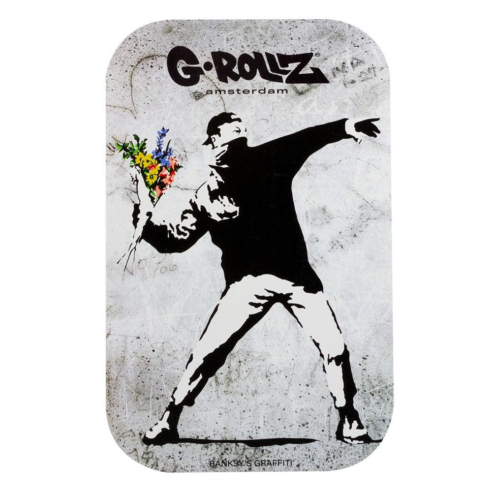 G-Rollz | Banksy's Graffiti 'Flower Thrower' TAPA MAGNÉTICA for Medium Tray 27.5x17.5 cm