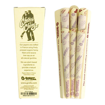 G-Rollz | Cheech & ChongTM - Organic Hemp Extra Thin - 6 '11⁄4' Cones Each Display