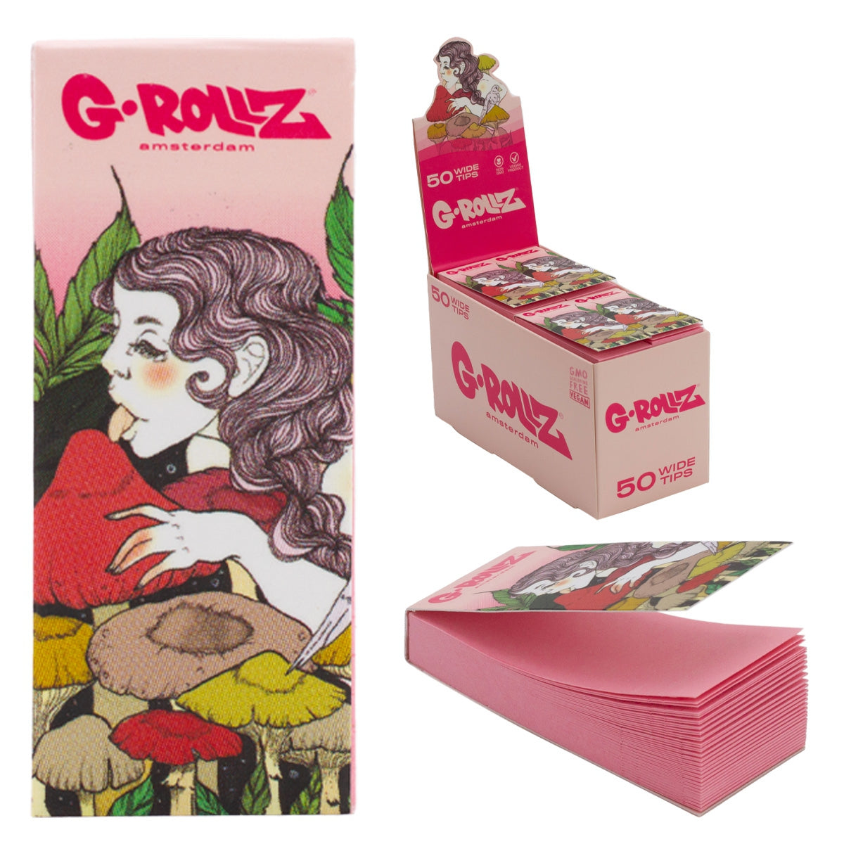 G-Rollz | 50 Cartones rosas Collector 'Mushroom' 2,5 X 6cm