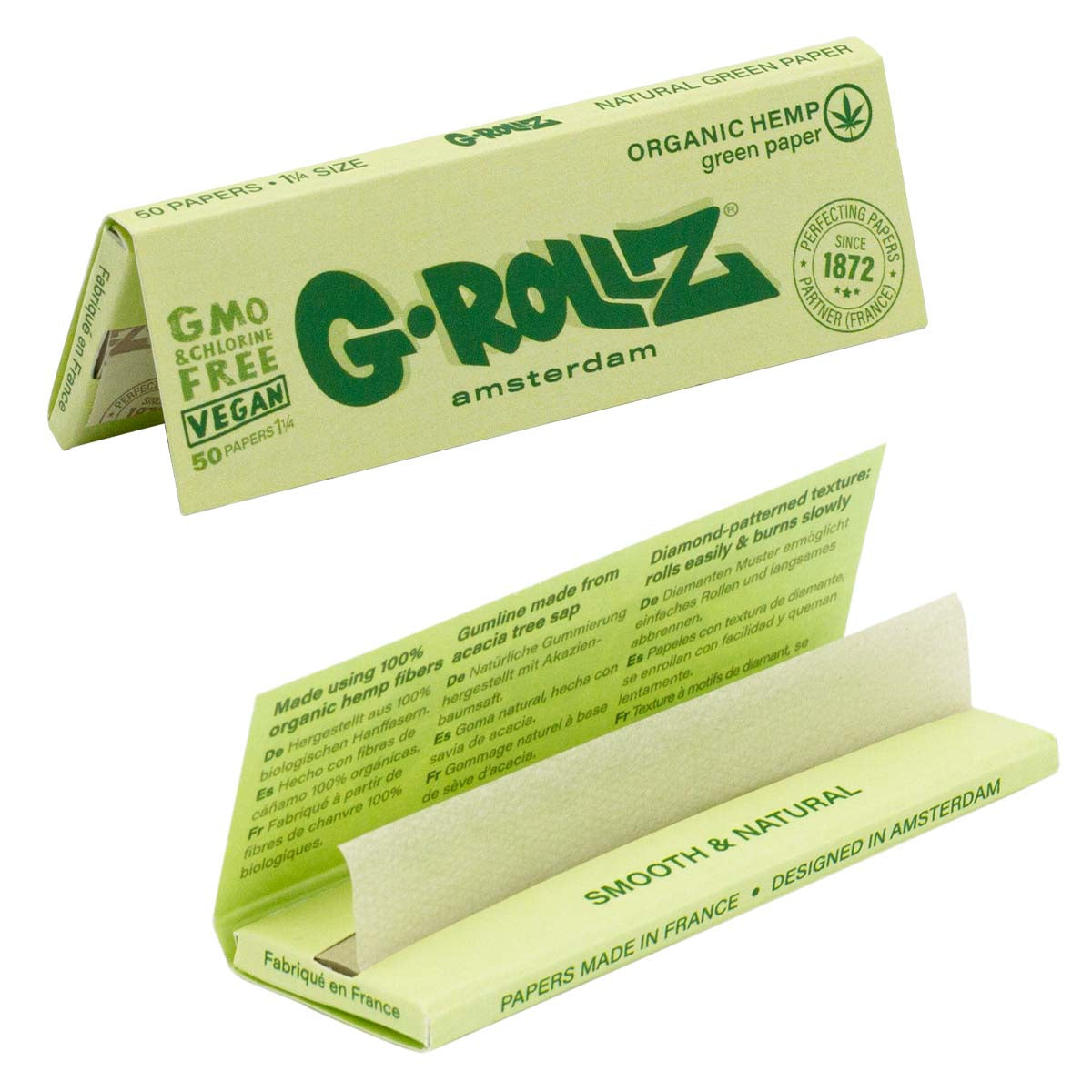 G-Rollz | Organic Green Hemp - 50 '11⁄4' Papers