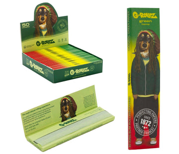 G-Rollz | Pets Rock 'Reggae' - Green Organic Hemp - 50 KS Slim Papers